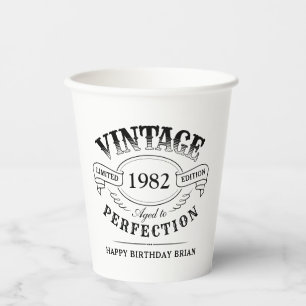 Personalised Vintage Aged To Perfection Birthday Paper Cups