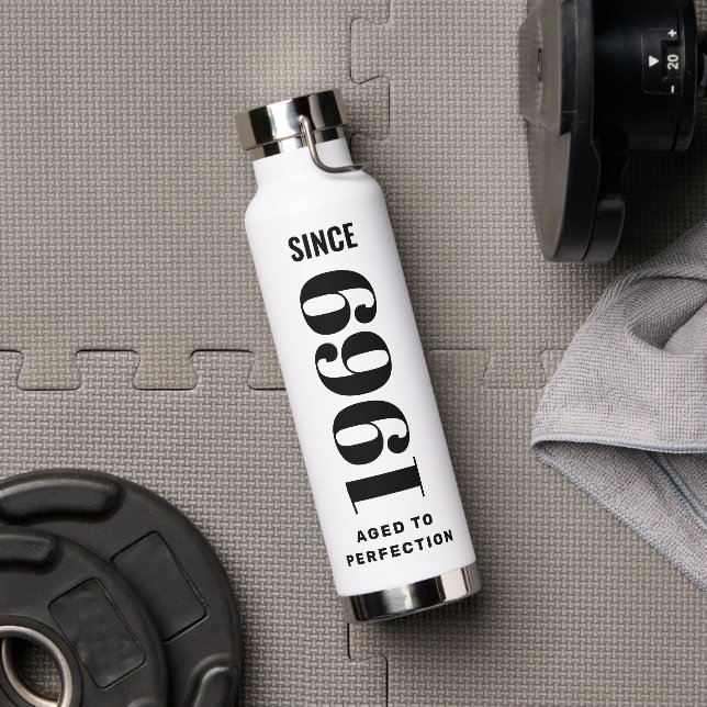 Personalised Vintage Aged To Perfection Birthday Water Bottle (Gym)