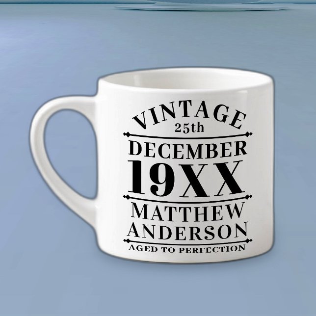 Personalised Vintage Aged to Perfection Espresso Cup (Creator Uploaded)