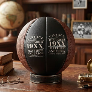 Personalised Vintage Aged to Perfection Mini Basketball