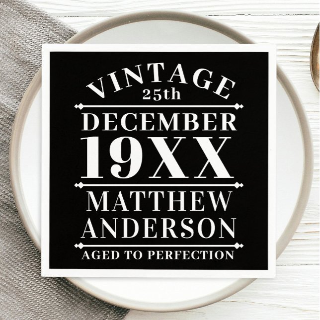 Personalised Vintage Aged to Perfection Napkin (Creator Uploaded)