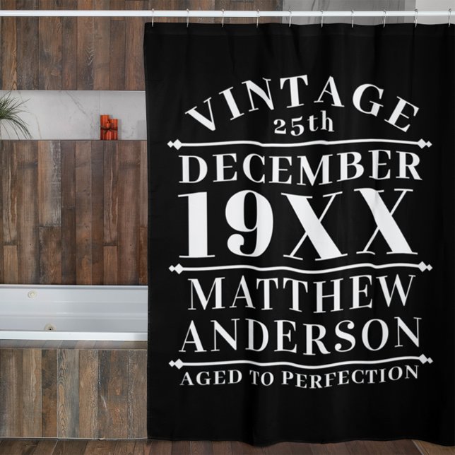 Personalised Vintage Aged to Perfection Shower Curtain (Creator Uploaded)