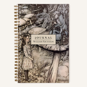Personalised Vintage Alice Wonderland Art Dotted Notebook