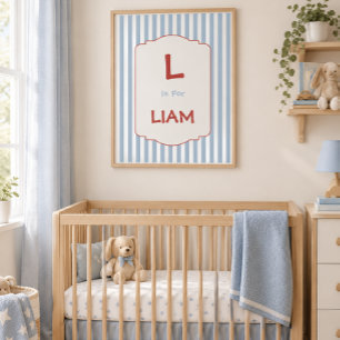 Personalised Vintage Alphabet Nursery,Custom name Poster