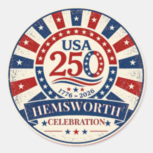 Personalised Vintage America 250 1776–2026 Classic Round Sticker