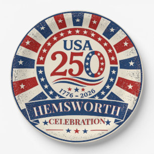 Personalised Vintage America 250 1776–2026 Paper Plate