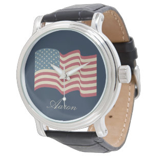 Personalised Vintage American Flag Watch