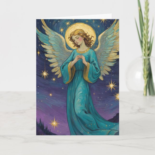 Personalised Vintage Angel Xmas  Card (Front)