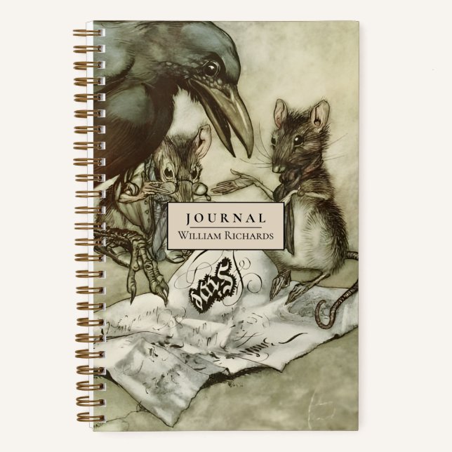 Personalised Vintage Arthur Rackham Dotted Journal (Front)