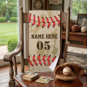 Personalised Vintage Baseball Name Number Retro Bath Towel