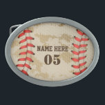 Personalised Vintage Baseball Name Number Retro Belt Buckle<br><div class="desc">Personalised vintage baseball name number retro design  can be good for you if you love Baseball. Or it could be a great gift for those who loves baseball.</div>