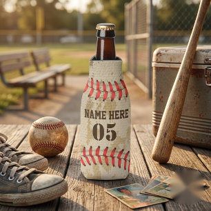 Personalised Vintage Baseball Name Number Retro Bottle Cooler