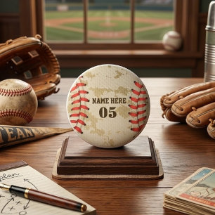 Personalised Vintage Baseball Name Number Retro Ceramic Knob