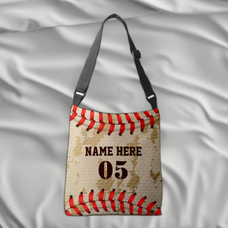 Personalised Vintage Baseball Name Number Retro Crossbody Bag