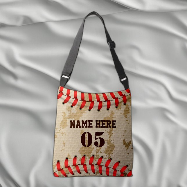 Personalised Vintage Baseball Name Number Retro Crossbody Bag (Creator Uploaded)