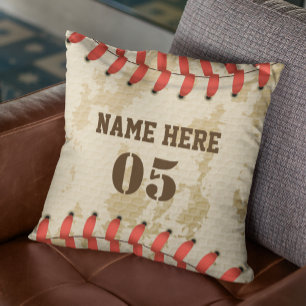 Personalised Vintage Baseball Name Number Retro Cushion
