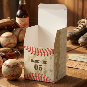 Personalised Vintage Baseball Name Number Retro Favour Box