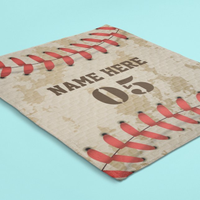 Personalised Vintage Baseball Name Number Retro Fleece Blanket (Creator Uploaded)
