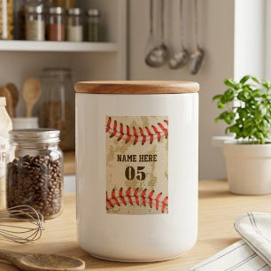 Personalised Vintage Baseball Name Number Retro Food Label