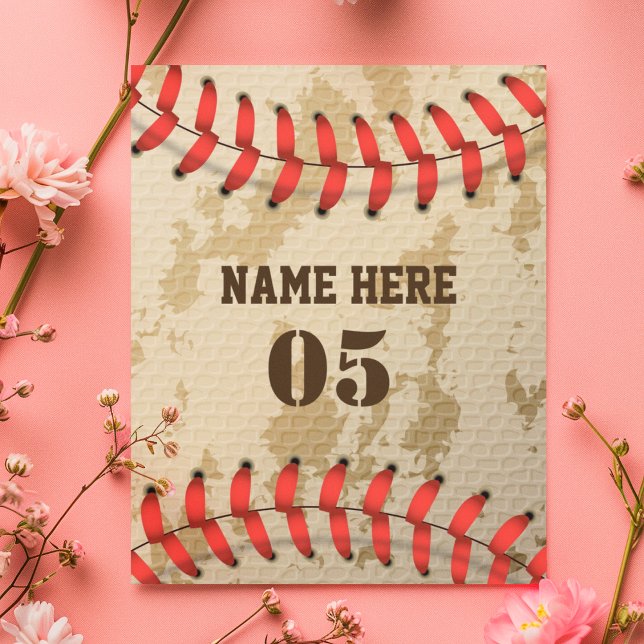 Personalised Vintage Baseball Name Number Retro Holiday Postcard (Creator Uploaded)