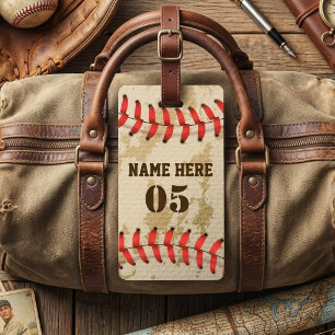 Personalised Vintage Baseball Name Number Retro ID Badge
