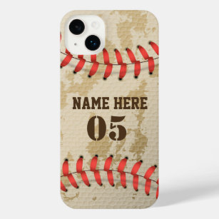 Personalised Vintage Baseball Name Number Retro iPhone 14 Plus Case