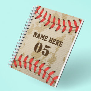 Personalised Vintage Baseball Name Number Retro Notebook
