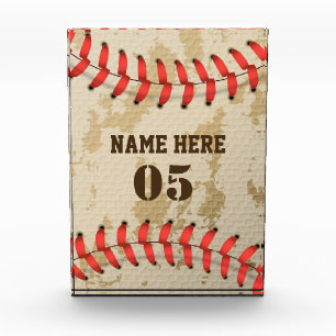 Personalised Vintage Baseball Name Number Retro Photo Block