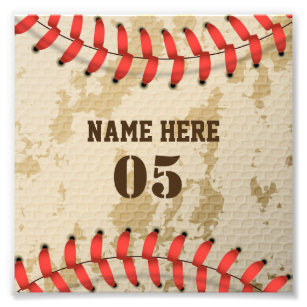 Personalised Vintage Baseball Name Number Retro Photo Print