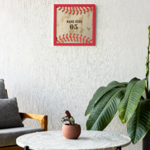 Personalised Vintage Baseball Name Number Retro Photo Print