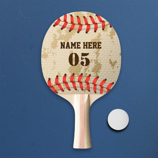 Personalised Vintage Baseball Name Number Retro Ping Pong Paddle (Creator Uploaded)