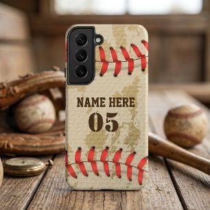 Personalised Vintage Baseball Name Number Retro Samsung Galaxy Case