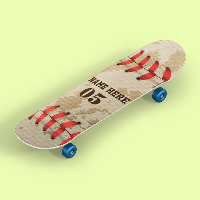 Personalised Vintage Baseball Name Number Retro Skateboard (Creator Uploaded)
