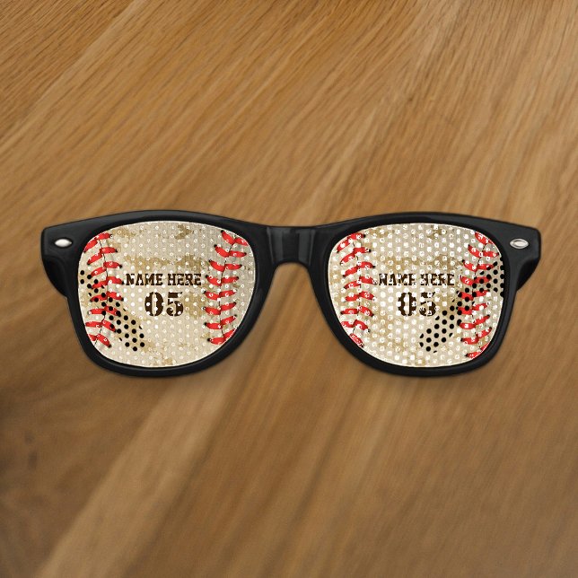 Personalised Vintage Baseball Name Number Retro Sunglasses (Creator Uploaded)