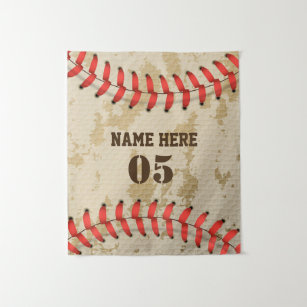 Personalised Vintage Baseball Name Number Retro Tapestry
