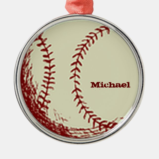 Personalised Vintage Baseball Ornament (Front)