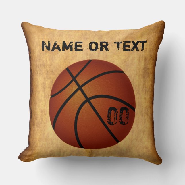 Personalised Vintage Basketball Throw Pillow (Front)