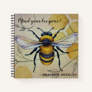Personalised Vintage Bee No. 1 and Honeycomb Art Notebook