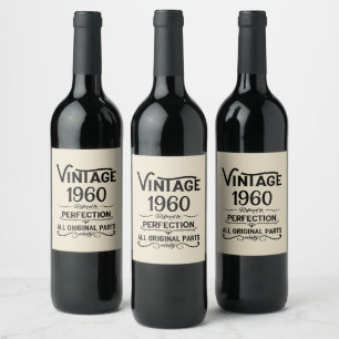 Personalised vintage birthday black wine label