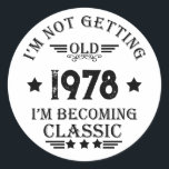 Personalised vintage birthday gift black classic round sticker<br><div class="desc">You can add some originality to your wardrobe collection with this vintage classic birthday graphic design with awesome typography font lettering, It is a great gift for men, women, husbands, wife, girlfriend, and a boyfriend who will love this one-of-a-kind artwork. The best amazing and funny holiday present for your happy...</div>