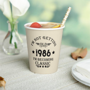 Personalised vintage birthday gift black paper cups