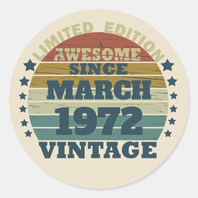Personalised vintage birthday gift classic round sticker (Front)