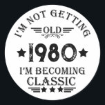 Personalised vintage birthday gift classic round sticker<br><div class="desc">You can add some originality to your wardrobe collection with this vintage classic birthday graphic design with awesome typography font lettering, It is a great gift for men, women, husbands, wife, girlfriend, and a boyfriend who will love this one-of-a-kind artwork. The best and most fun holiday present for your happy...</div>