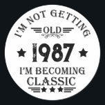 Personalised vintage birthday gift classic round sticker<br><div class="desc">You can add some originality with this limited edition, premium quality, and original, classy, retro, and vintage-looking birthday graphic design with a cool typography font. This is a great gift idea for men, women, husbands, wives, girlfriends, and boyfriends who will love this one-of-a-kind piece of art. Unique and funny holiday...</div>