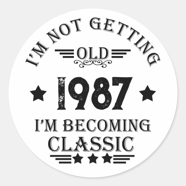 Personalised vintage birthday gift classic round sticker (Front)
