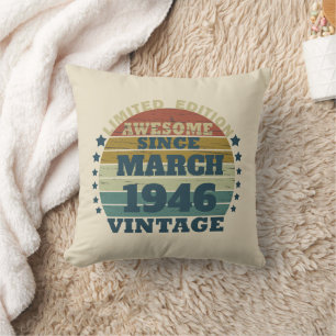 Personalised vintage birthday gift cushion
