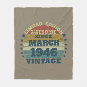 Personalised vintage birthday gift fleece blanket