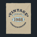 Personalised vintage birthday gift fleece blanket<br><div class="desc">You can add some originality with this limited edition, premium quality, and original, classy, retro, and vintage-looking birthday graphic design with a cool typography font. This is a great gift idea for men, women, husbands, wives, girlfriends, and boyfriends who will love this one-of-a-kind piece of art. Unique and funny holiday...</div>