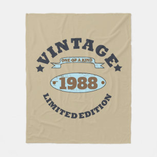 Personalised vintage birthday gift fleece blanket