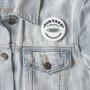 Personalised vintage birthday gift idea 6 cm round badge